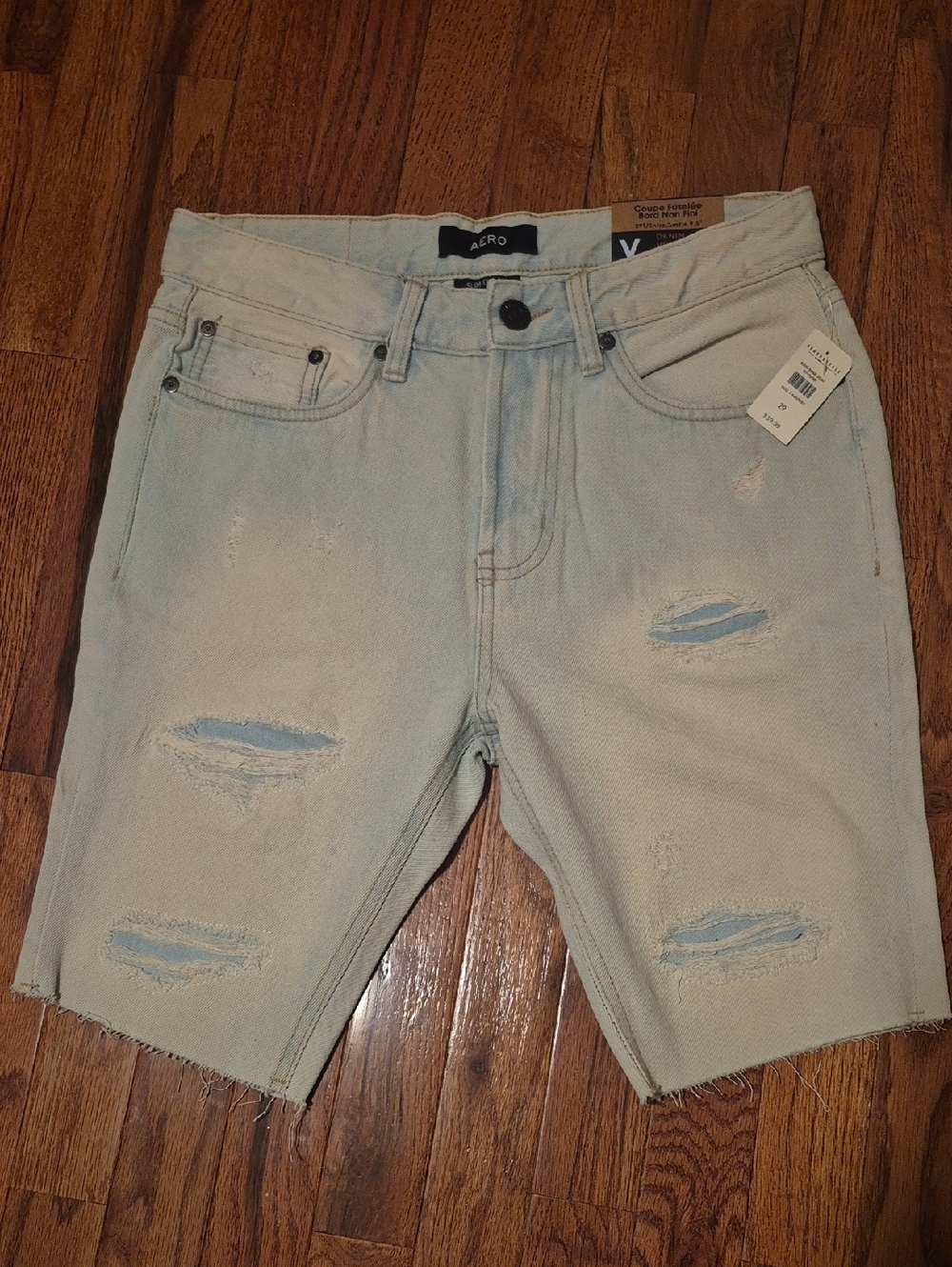 Aeropostale Light Blue Distressed Men's Denim Cutoff Shorts 29 Waist "Jorts"